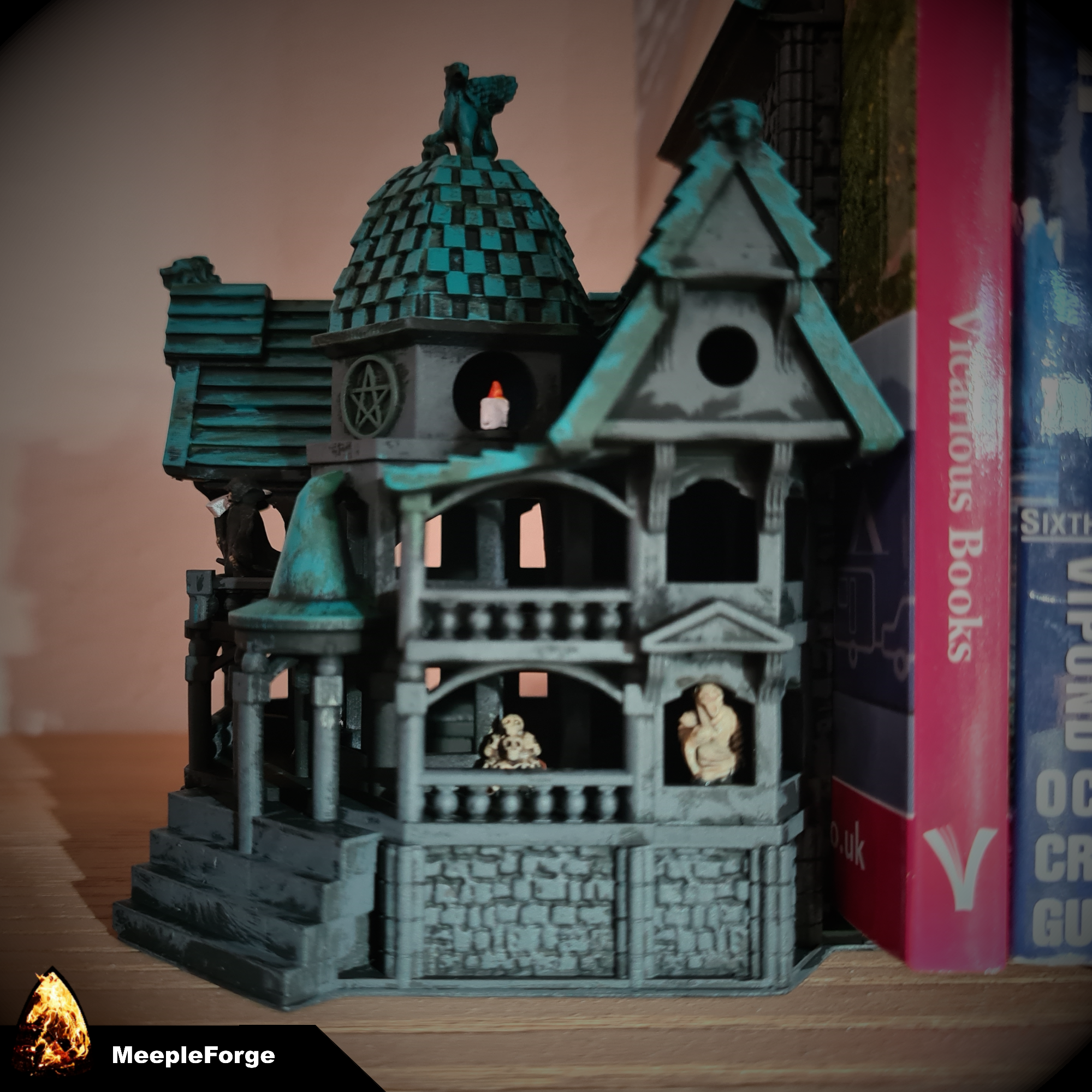 Halloween Decoration Haunted House Bookend and Ornament
